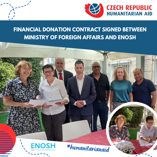 Financial donation contract signed between the Ministry of Foreign Affairs of the Czech Republic and ENOSH