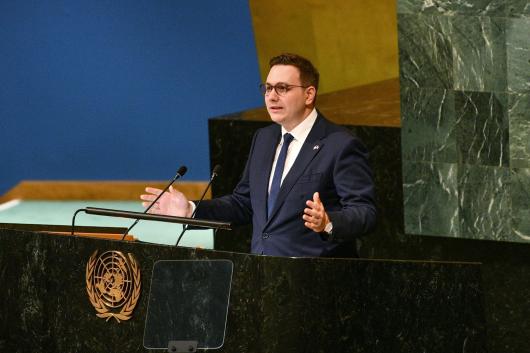 Ministr zahraničních věcí Jan Lipavský hovoří na půdě OSN
