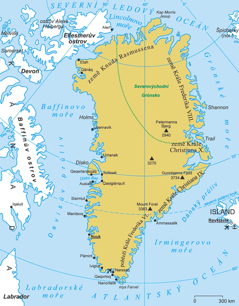 Grónsko mapa