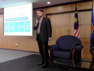  Mr. Vojtěch Hromek, the economic officer of the Embassy, is introducing the Czech Republic.  