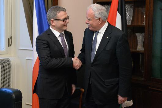 Ministr Lubomír Zaorálek a ministr zahraničí Palestiny Rijád al-Malkí
