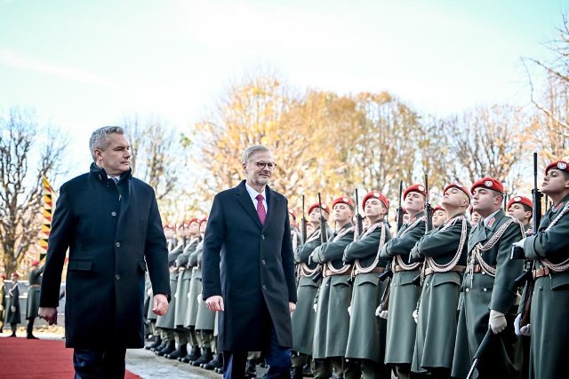Empfang des tschechischen Ministerpräsidenten Petr Fiala von Bundeskanzler Karl Nehammer 