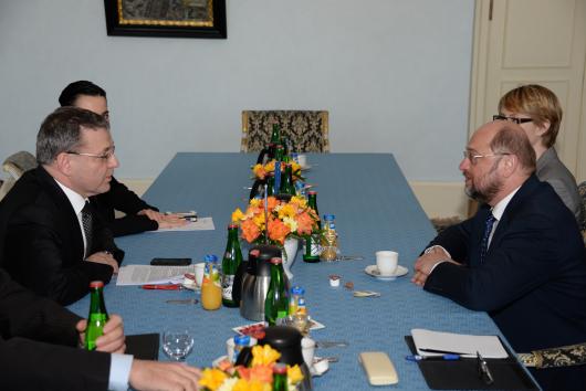 Ministr Lubomír Zaorálek a předseda Evropského parlamentu Martin Schulz