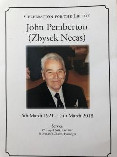 Celebration for the Life of Col. Zbyšek Nečas-Pemberton Ret.