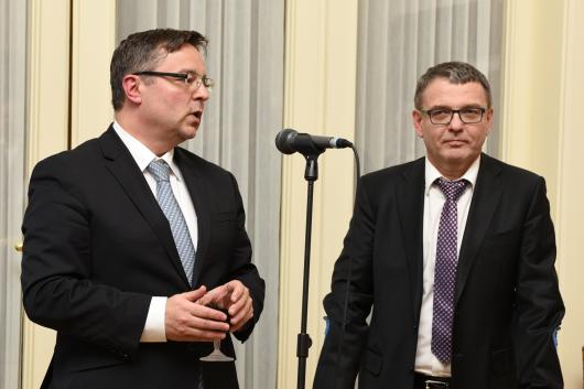 Ministr Lubomír Zaorálek a náměstek Martin Tlapa s partnery ekonomické diplomacie