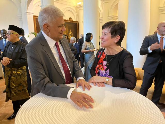 H.E. Eliska Zigova chats with H.E. Ranil Wickremesinghe, President of Sri Lanka