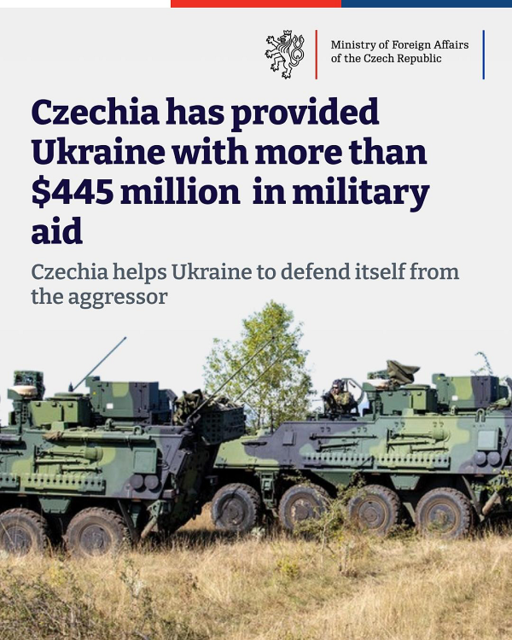 Na Ukrajinu putovaly z ČR v průběhu prvního roku od začátku ruské invaze stovky kusů těžké vojenské techniky za desítky miliard korun 
