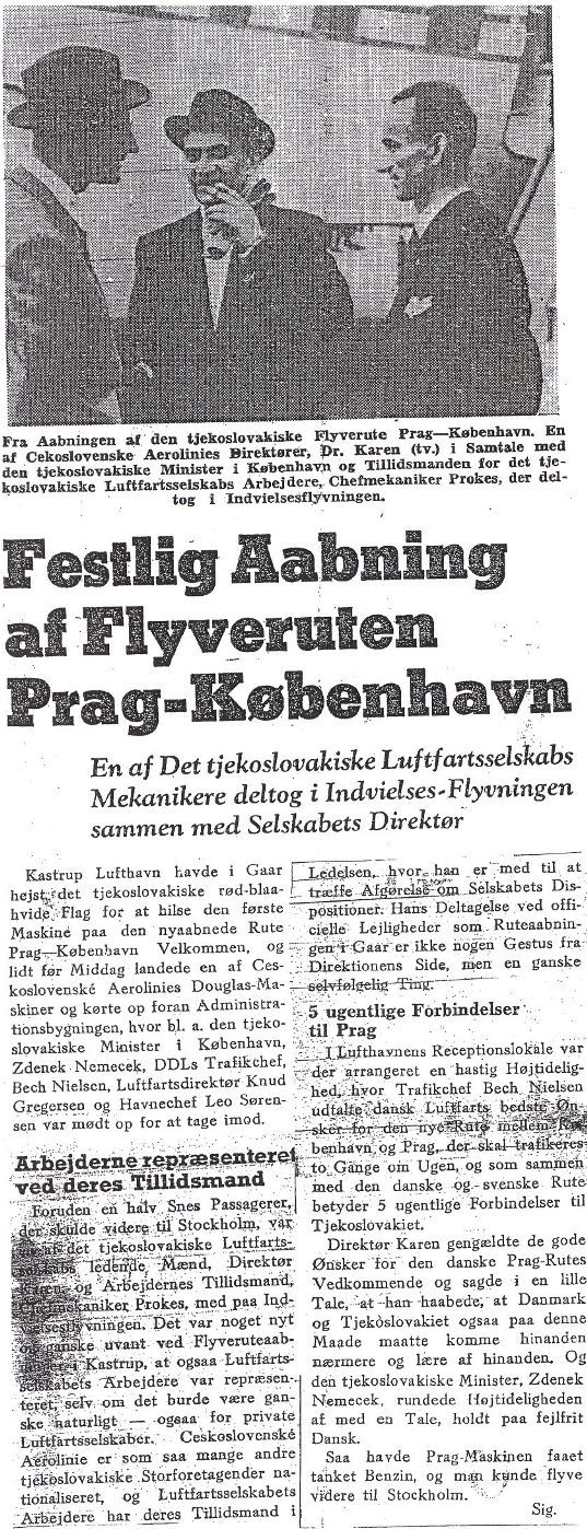 Článek uveřejněný 8. srpna 1946 v dánském tisku (Land og Folk)