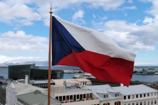  Czech flag waving high over Reykjavik from the Honorary Consulate of the Czech Republic on the occasion of the visit.  