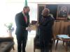 M. Skolil receives a gift from the Minister of Foreign Affairs, P.Moubelet Boubeya 